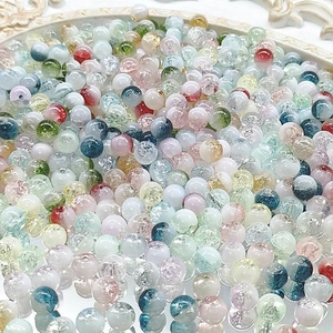 Colorful 10mm glass beads with crackle effect for DIY jewelry and bracelet making