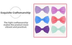 Detailed close-up of six colorful grosgrain ribbon hair bows for girls in soft pastel tones