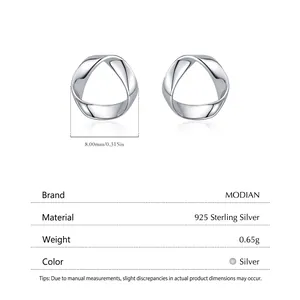 Minimalist s925 sterling silver twist hoop earrings with 8mm diameter for women