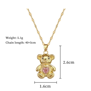 Detailed technical diagram of pink bear pendant with size 1.6x2.6cm and 5.1g weight