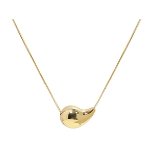 Polished gold teardrop pendant necklace in minimalist 3D stainless steel design