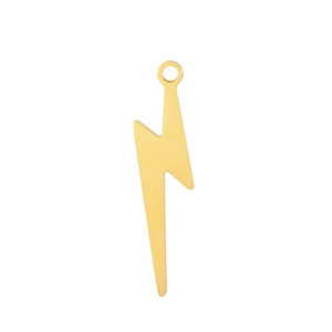 Polished golden lightning bolt charm pendant in stainless steel for DIY jewelry making