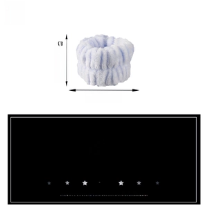 Detailed view of striped coral fleece wristband showing 8cm by 5.5cm size dimensions