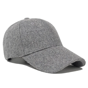 Winter wool baseball cap for men and women with thickened thermal lining in grey