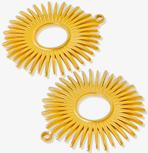 Close-up of golden sun-shaped 304 stainless steel pendants for DIY necklace jewelry making