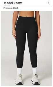 Vorderansicht der schwarzen High-Waist-Yogahose mit Bauchweg-Bund in Premium-Qualität