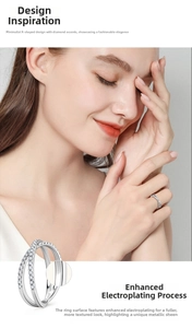 Macro detail of X-shaped silver ring with pavé moissanite and thick plating