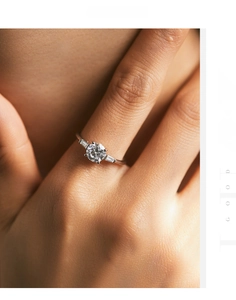 Macro shot of 1 carat moissanite ring with side baguette stones on s925 silver band