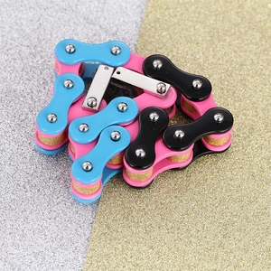 Détails de la gourmette vélo en acier inoxydable multicolore avec finition pailletée dorée
