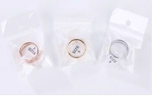 Three-piece ring set in rose gold, gold, and silver finishes, size 8, individually wrapped
