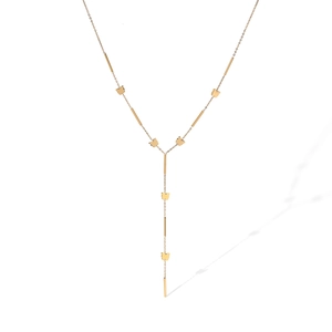 Polished 18K gold-plated stainless steel Y-necklace with elegant butterfly and geometric charms
