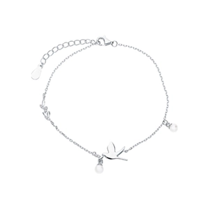 925 Sterling Silver Bird Bracelet With Shell Artificial Pearl And Micro Zircon Exquisite Animal Jewelry For Women