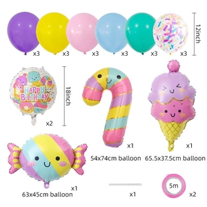 Ice cream candy foil balloon set with colorful latex balloons for kids birthday party decor