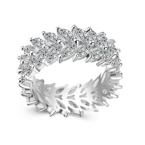 Elegant marquise-cut eternity band ring with interlocking rows of shimmering stones