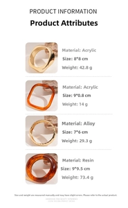 Detaillierte Größentabelle für geometrische Acryl- und Harzarmreifen mit Marmortextur