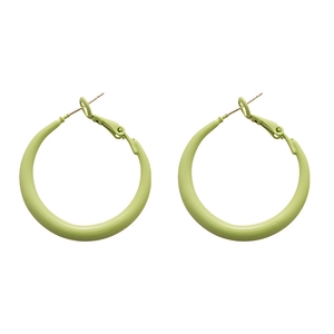 Minimalist matte light green geometric hoop earrings with silver pins for women