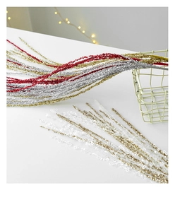 Glittery Christmas twigs with sequins for festive floral arrangements and tree decor