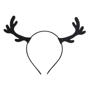 Detail shot of black textured reindeer horn headband for Halloween party hair accessory