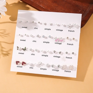 Alloy Stud Earrings With Faux Artificial Pearl Rhinestone Flower Heart Butterfly Shape Fashion Diverse Styles Jewelry For Women