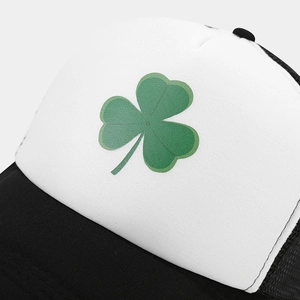 Close-up of breathable mesh texture and clover pattern on outdoor sunshade baseball cap