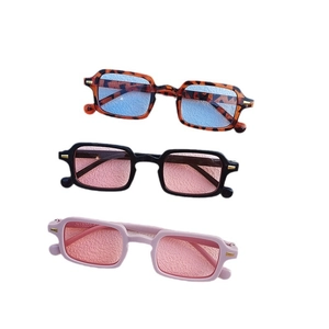 Vintage square sunglasses set with rivets featuring leopard, black, and pink frames