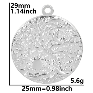 Silver tree of life sun and moon pendant dimensions: 25mm diameter and 5.6g weight