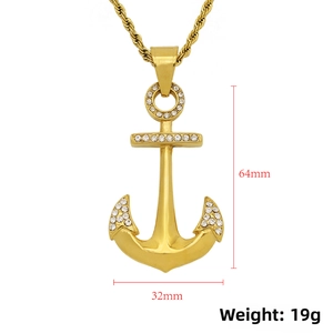 Detail of hip hop anchor pendant with dimensions 64mm by 32mm and weight 19g