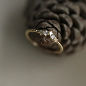 Sparkling star ring in 14k gold plated sterling silver with clear zircon stones inlay