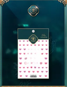 Detail view of TS-500 5D nail art stickers with pink heart patterns and Pro packaging