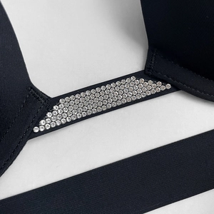 Sexy black backless push-up bra with high-density fabric and sparkling rhinestone details