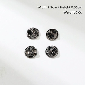 Detail of 4 pieces of gunmetal grey butterfly clutch pins with measurements 1.1x0.55cm