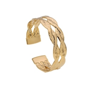 Bracciale rigido vintage francese in acciaio inossidabile dorato intrecciato