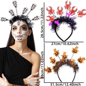 Halloween headbands set with glitter skull, spider, bat and pumpkin for party costumes