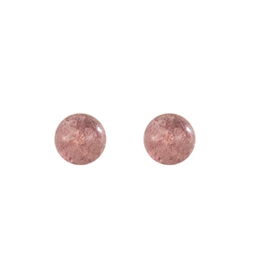 Pink strawberry quartz ball stud earrings made of s925 silver for a sweet feminine style