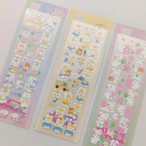 Three sheets of cute cartoon bear stickers including wonderland and cherry blossom themes