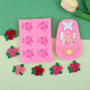 Silicone flower and butterfly molds for DIY fondant, soap, and scented plaster crafts