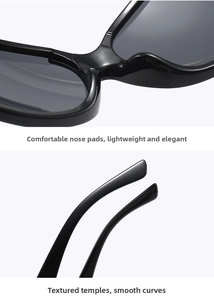 Detail of ergonomic integrated nose pads and sleek temples on black devil sunglasses