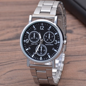 Men Business Quartz Watch Stainless Steel Band Round Dial Fashion Chronograph Style Wristwatch For Male Gift