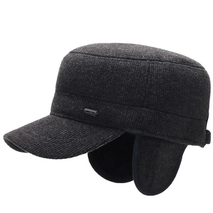 Winter-Flatcap für Herren mit Ohrenklappen und dickem Warmfutter in Dunkelgrau