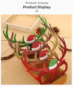 Macro shot of colorful glitter reindeer antler glasses frames for Christmas costumes