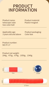 Detailed dimensions of magnetic telescopic tubes and bicolor balls toy for children