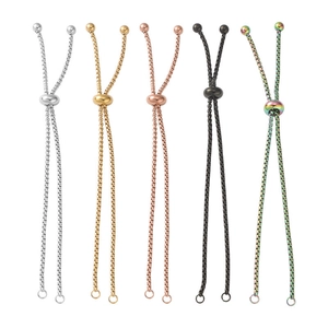 Adjustable stainless steel bolo bracelets in silver, gold, rose gold, black and rainbow
