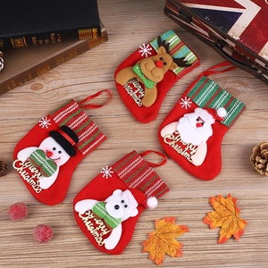 Christmas Stockings Felt Hanging Ornaments Santa Snowman Reindeer Bear Plaid Sequins Holiday Party Home Decor Gift Bags