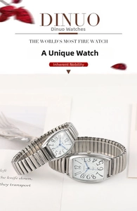 Gros plan sur une montre à quartz argentée tonneau avec chiffres et bracelet métal