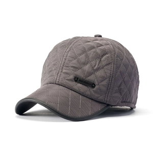 Winter quilted baseball cap for men with fleece lining and protective ear flaps
