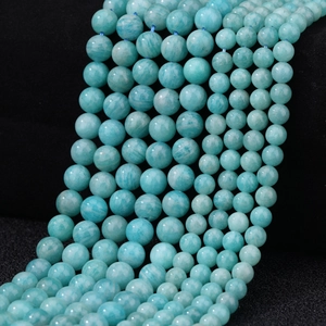 Natural amazonite round beads strands in turquoise green for handmade jewelry making