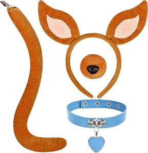 Details zum 4-teiligen Plüsch-Dalmatiner-Kostümset mit Ohren, Schwanz und Herz-Halsband