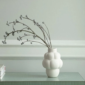 Artistic white bubble ceramic vase with matte finish for modern home decor