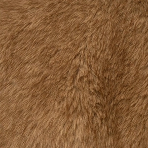 Short faux fur coat with large lapel in brown shaggy texture for winter street style
