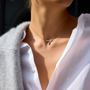 Minimalistische 18K vergulde roestvrijstalen ketting met een waterdruppel zirkoon hanger